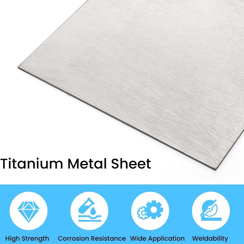 Tlence 4 Pack Titanium Plate Sheets, 4" x 4'' x 0.04" Titanium Metal Sheet, 1mm Thick TA1 Alloy Plates for Metalwoking DIY Craft - Image 3